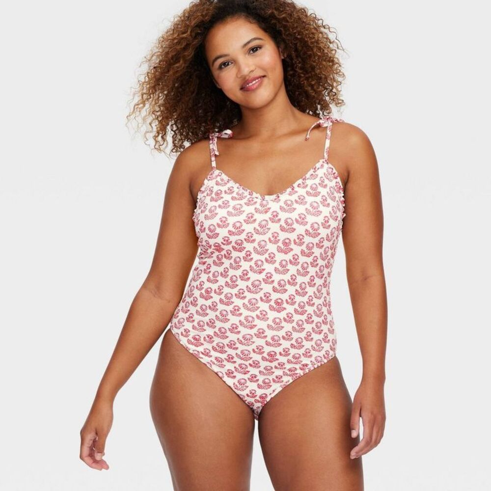 Open Box - Roller Rabbit - Women's Floral Tie-Shoulder One Piece S Red - Picture 4 of 4